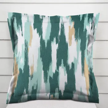 Povlak na dekorativní polštářek Sametový povlak na polštář s lemem Tamara TMR-025 Zeleno-béžovo-bílé žíhané pruhy 40 x 60 cm