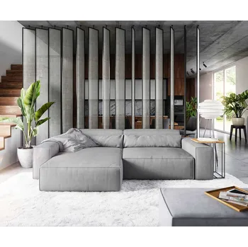 Pohovka DELIFE Rohová pohovka Sirpio XL 270x170 cm mikrovlákno šedá variabilní lenoška s taburetem