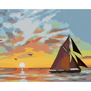 zuty Zuty - Malování Podle Čísel - Plachetnice A Západ Slunce (D. Rusty Rust), 80X100 Cm, Plátno