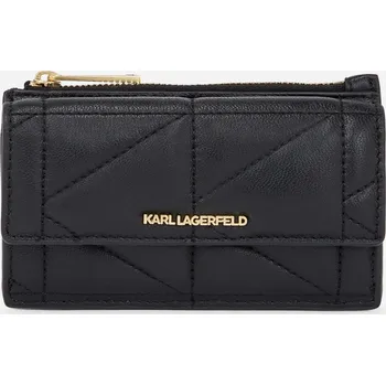 Peněženka POUZDRO NA PLATEBNÍ KARTY KARL LAGERFELD K/KUILT ZIP CARDHOLDER W/FLAP BLACK