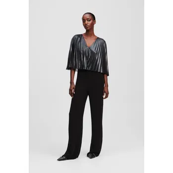 Dámské šaty OVERAL KARL LAGERFELD PLEATED PANEL JUMPSUIT BLACK-GUNMETAL