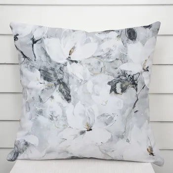 Povlak na polštářek Sametový povlak na polštář Tamara TMR-006 Designové květiny na šedém 50 x 50 cm