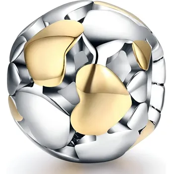 Přívěsek Endy-shop Stříbrný přívěsek korálek s pozlacenými srdíčky