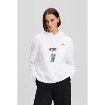 Dámská mikina MIKINA KARL LAGERFELD IKON AQUARELLE K HOODIE BLACK TEXTURED LTHR