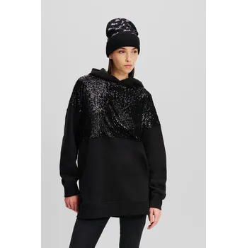 Dámská mikina MIKINA KARL LAGERFELD FASHION SEQUIN LONG HOODIE BLACK