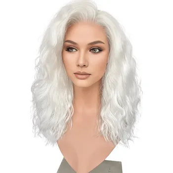 Karnevalový doplněk WIF Paruka Lace Front - Bílá (45 cm)