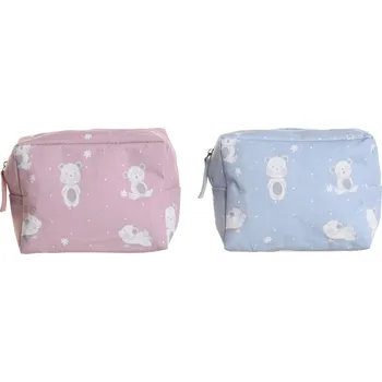 Kosmetická taška Cestovní souprava DKD Home Decor Modrá Bílá zelená Růžová polialgodon osos 15 x 6 x 12 cm (2 ks)