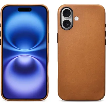 Pouzdro na mobilní telefon iCarer Kožený obal na iPhone 16 - iCarer, OilWax MagSafe Camel 11.01.WMI16240701-TN