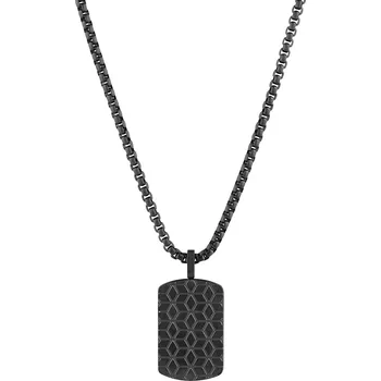 Náhrdelník EVOLUTION GROUP CZ Náhrdelník pánský z černé oceli s plackou - 42009.3