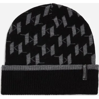 Klobouk ČEPICE KARL LAGERFELD K/MONOGRAM BEANIE BLACK