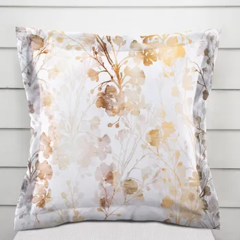 Povlak na dekorativní polštářek Sametový povlak na polštář s lemem Tamara TMR-008 Hnědé a šedé pnoucí rostliny 30 x 50 cm