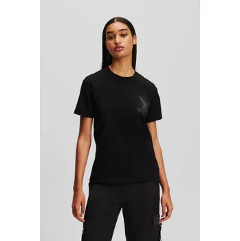 Dámské tričko TRIČKO KARL LAGERFELD KAMEO RHINESTONE T-SHIRT BLACK