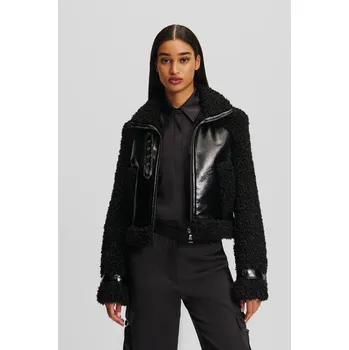 Dámská casual bunda BUNDA KARL LAGERFELD FAUX SHEARLING JACKET BLACK