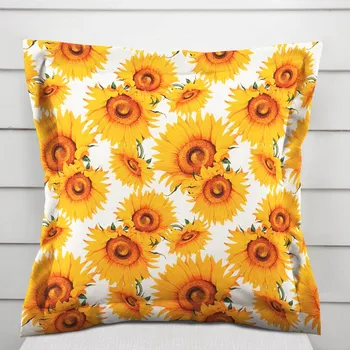 Povlak na polštářek Dekorační povlak na polštář s lemem PML-102 Slunečnice na bílém 50 x 60 cm