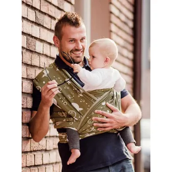 Šátek na nošení dítěte Šanami Rybičky - khaki zelená Velikost: 5