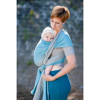 Šátek na nošení dítěte Storchenwiege Leo duet tyrkysovo-šedý Velikost: 4