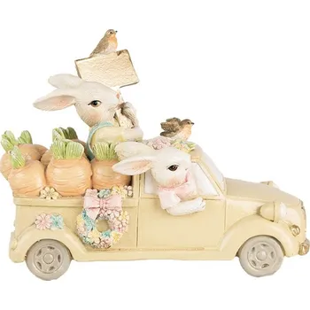 Bytová dekorace Dekorace králíčci v autě - 16*8*12 cm