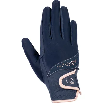 Jezdecké rukavice HKM Rukavice jezdecké Rosegold Glamour Style HKM, night blue L