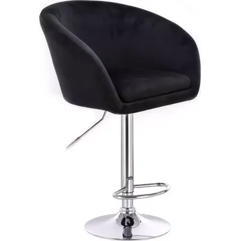 Barová židle LuxuryForm DESIGN Barová židle VENICE VELUR na stříbrném talíři - černá
