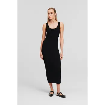 Dámské šaty ŠATY KARL LAGERFELD SLEEVELESS RIB KNIT DRESS BLACK