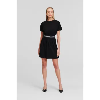 Dámské šaty ŠATY KARL LAGERFELD LOGO TAPE T-SHIRT DRESS BLACK