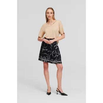 Dámská sukně SUKNĚ KARL LAGERFELD PLEATED PRINT MINI SKIRT CIRCLE AOP BLACK/WHITE