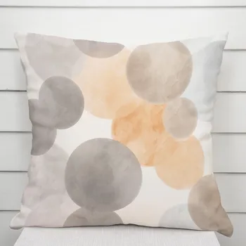 Povlak na polštářek Sametový povlak na polštář Tamara TMR-047 Šedo-béžová kola na smetanovém 50 x 50 cm