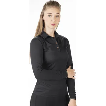 Dámské tričko HKM Triko polo Rosegold Glamour HKM, s dlouhým rukávem, dámské, black/rosegold S