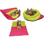 Marysa pelíšek 3v1 pro psy, tmavě růžový/světle zelená, velikost XL