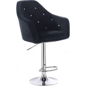 Barová židle LuxuryForm DESIGN Barová židle ROMA VELUR na stříbrném talíři - černá