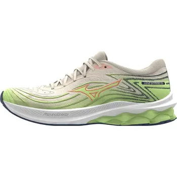 Dámská běžecká obuv Dámská běžecká obuv Mizuno WAVE SKYRISE 5 / Pristine/Vibrant Orange/MIZUNO Neo Lime Velikost: 36.5/4.0