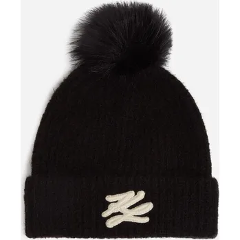 Klobouk ČEPICE KARL LAGERFELD K/AUTOGRAPH PATCH BEANIE BLACK