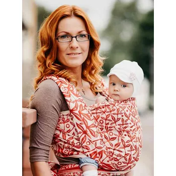 Šátek na nošení dítěte Šanami Trojlístky - karmínové Velikost: 5