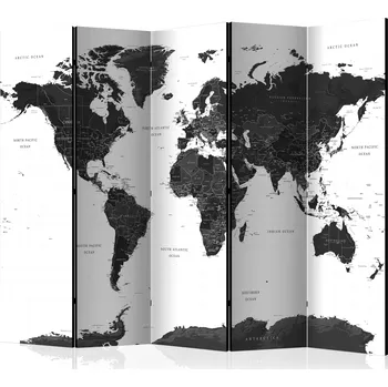 Paraván Paraván - Černobílá mapa II Velikost: 225x172 cm, Provedení: Jednostranný
