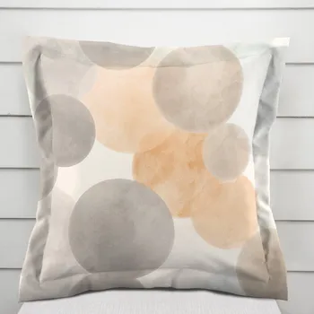 Povlak na polštářek Sametový povlak na polštář s lemem Tamara TMR-047 Šedo-béžová kola na smetanovém 30 x 50 cm