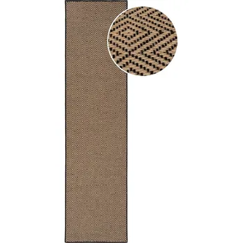 Koberec Jutový běhoun na schody v černo-přírodní barvě 60x800 cm Diamond – Flair Rugs ID_1643104