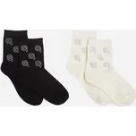 PONOŽKY KARL LAGERFELD IKON RHINESTONE SOCK BLACK/CREAM