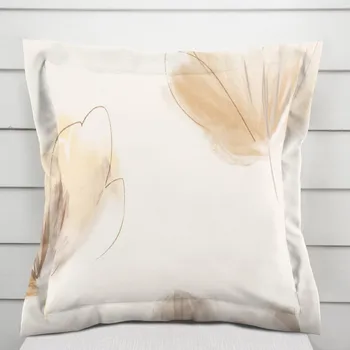 Povlak na polštářek Dekorační povlak na polštář s lemem PM-109 Akvarelové tulipány na krémovém 50 x 60 cm