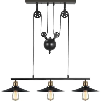 RETROC Stropní svítidlo lustr s kladkou LENIUS BIG - stavitelná výška pomocí kladky, textilní kabely