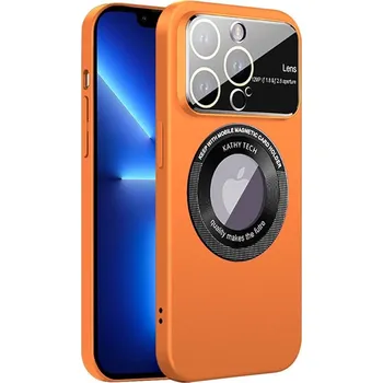 Pouzdro na mobilní telefon Tenký MagSafe kryt z tvrdého plastu s ochranou fotoaparátu a otvorem pro logo iPhone 13 Pro Barva: Oranžová