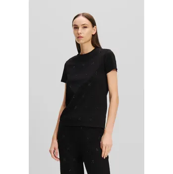 Dámské tričko TRIČKO KARL LAGERFELD KL RHINESTONE T-SHIRT BLACK