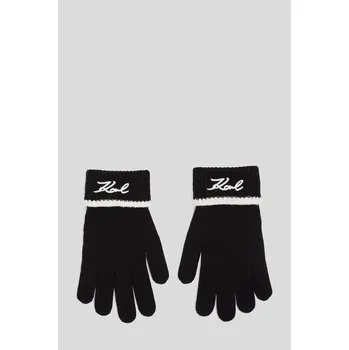 Rukavice RUKAVICE KARL LAGERFELD K/SIGNATURE KNIT GLOVE BLACK/WHITE