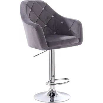 Barová židle LuxuryForm DESIGN Barová židle ROMA VELUR na stříbrném talíři - tmavě šedá