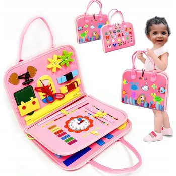 Activity board Interaktivní Manipulační Deska Růžová se Dvěma Překlady Montessori