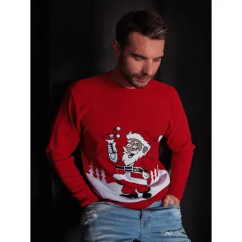 Pánské oblečení Vánoční svetr Santa červená XS