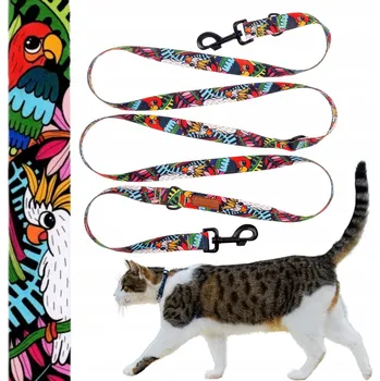 Vodítko pro psa VODÍTKO pro procházky, délka 240 cm, pro malé kočky do 3 kg Ukory DŽUNGLE, vzor