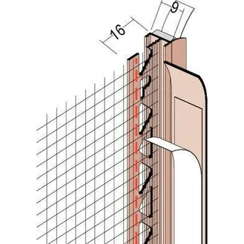 Stavební profil Profil okenní začišťovací 9,0mm 37909/2,60m PVC+tkanina, s lamelou PROTEKTOR