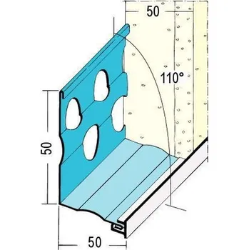 Stavební profil Profil ukončovací soklový 50,0mm 1265/3,00m pozink PVC hrana PROTEKTOR