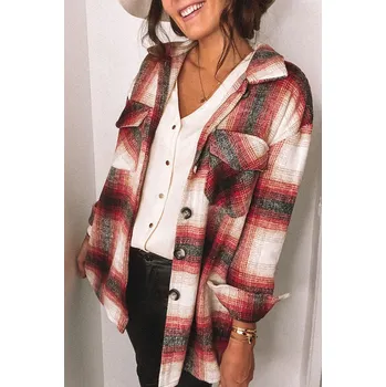Dámský kabát Wayfarer Dámský kostkovaný kabát Querisy černá, červená 2XL