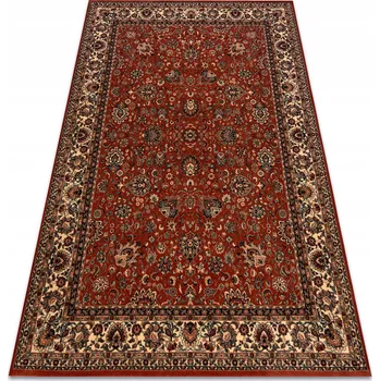 Koberec Koberec DO OBÝVACÍHO POKOJE VLNA ORNAMENT KVĚTINY RÁMEČEK SPOJKA bordó/béžová 67x130 cm